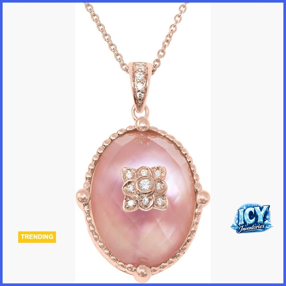 925 Sterling Silver Rose Gold Plated Pendant Necklace with Cubic Zirconia